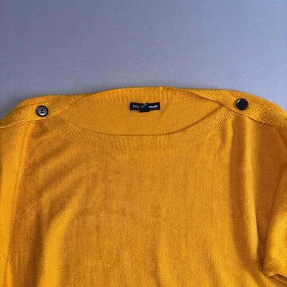 Cable & Gauge Sweater Womens XL Yellow Button Shoulder Knit Top 3/4 Sleeve - Picture 5 of 7